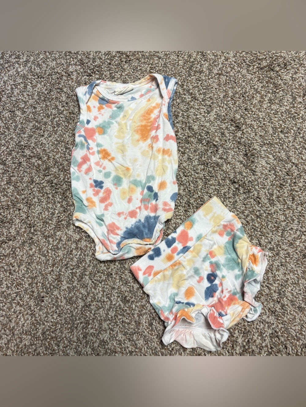 Spearmint Love x Angel Dear Multicolor Tie-Dye Bamboo Bodysuit & Bloomers Set